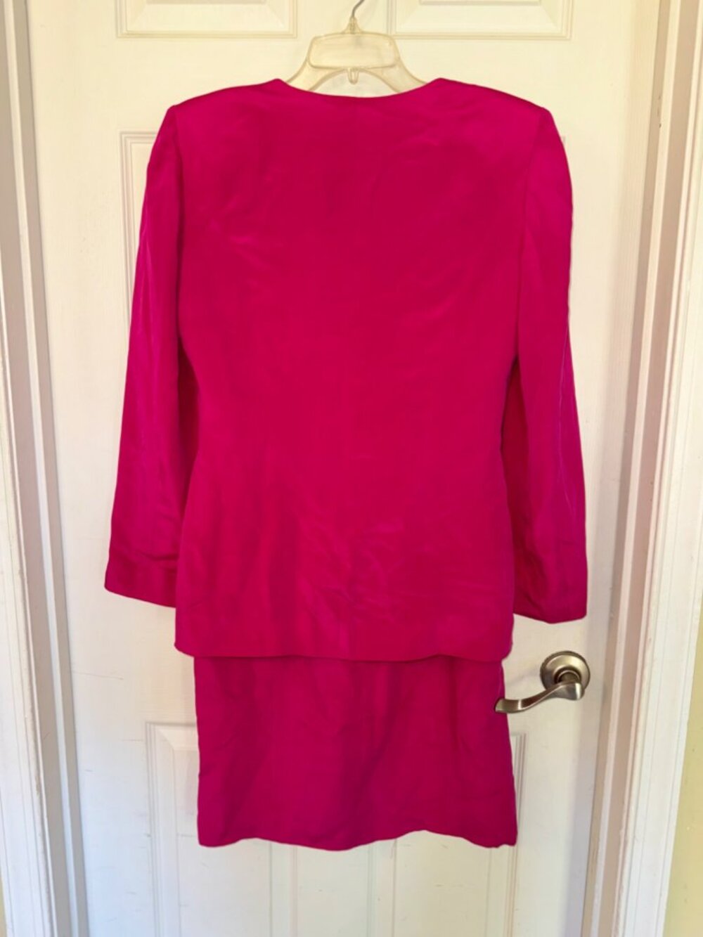 Vintage August Silk Sheath Dress Suit Set Fuchsia Pink Professional Office 8 - Picture 3 of 15